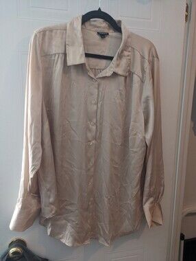 torrid Satin Cream Button-Up Shirt